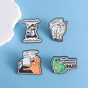 Lot de pins émaillés animaux rigolos avec grenouille et chien pour sacs et vêtements