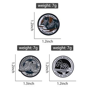 Detailed specs of retro canvas sneaker enamel pins with weight and size measurements