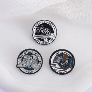 Vintage retro canvas shoes enamel pin set with creative street style metal badges