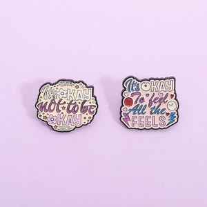 Creative enamel mental pin set with IT'S OKAY inspirational slogans for women