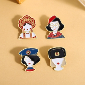 Russian Style Enamel Brooch Pins For Women Cartoon Soviet Red Star Avatar Alloy Lapel Pins For Clothing Backpack Jewelry