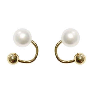 Elegant S925 silver needle pearl drop earrings with golden U-shaped metal design