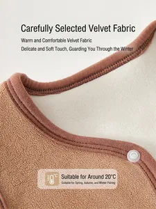 Kids warm polar fleece vest with inner lining and white button detail for winter
