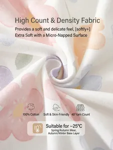 Cotton floral newborn bodysuit in 40s high-density fabric for 25°C spring weather