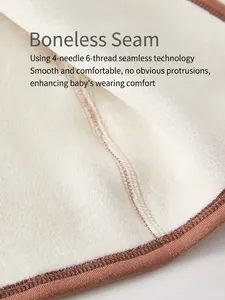Fleece lining detail of a baby vest with seamless four-needle six-thread stitching
