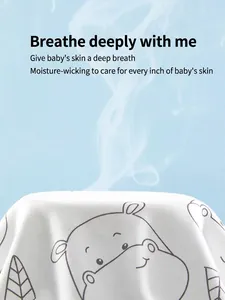 Barboteuse respirante en coton blanc pour bébé avec motifs d'hippopotames noirs