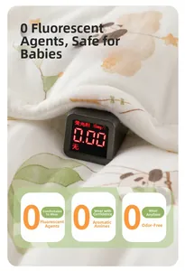 Safety testing for baby winter romper showing zero fluorescence on cotton fabric detail
