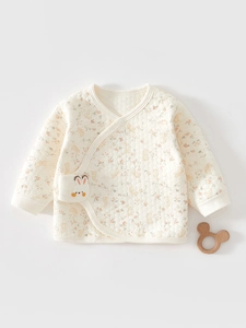 Top Kimono Trapuntato per Neonati Camicia da Monaco in Cotone Caldo Stampa Floreale Animali Manica Lunga Abbigliamento Invernale