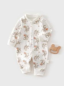 Newborn Baby Cotton Long Sleeve Romper Cartoon Animal Print Jumpsuit Soft Breathable Infant Autumn Spring Clothes One Piece