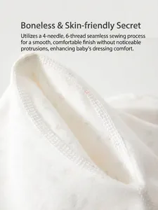 Body bébé en coton blanc avec couture plate sans couture à 4 aiguilles et 6 fils