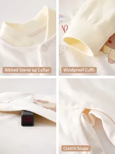Pagliaccetto neonato in cotone bianco crema con colletto a coste e bottoni a pressione