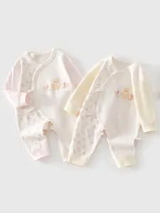 Body Neonato in Pura Cotone a Maniche Lunghe Stile Kimono Laccio Laterale Classe A Traspirante Stampato Pagliaccetto