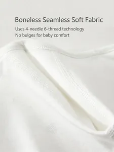 Newborn cotton baby top with four-needle six-thread flat seamless bone-free stitching
