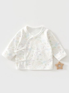 Newborn Baby Kimono Tops Pure Cotton Long Sleeve Side Tie Newborn Kimono Shirts Floral Printed Half Back Infant Clothing