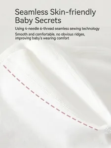 Soft cotton newborn bodysuit with 4-needle 6-thread flat-lock sewing for baby skin comfort