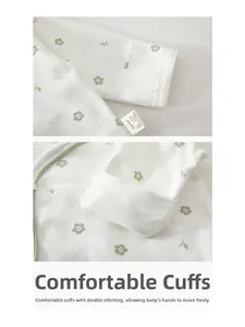 Detail of comfortable cotton sleeve cuffs with double stitching for newborn baby tops