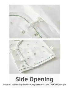 Detail of the side-tie closure and double-layer belly protection on newborn cotton top