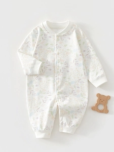100% Cotton Long Sleeve Baby Romper Floral Print One-Piece Jumpsuit Breathable Soft Newborn Infant Pajamas Single-breasted Casual Clothing