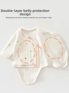 Detailed macro view of pure cotton baby bodysuit with reinforced double belly protection