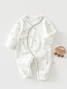 Newborn Baby Cotton Kimono Romper Long Sleeve Side Tie Floral Print Infact Sleepwear Seamless Seamless Stitched Jumpsuit