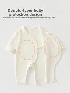 Close-up of baby romper featuring a double-layer belly protection design for extra warmth