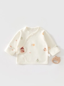 Haut Kimono en Coton pour Nouveau-né Classe A Sans Couture Manches Longues Chemise à Nouer Latérale Sous-vêtements Imprimés