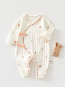 Newborn Baby Romper Cotton Long Sleeve Seamless Onesie Printed Pattern Casual Infant Jumpsuit For Spring Autumn Daily Wear