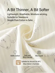 Barboteuse bébé à manches courtes en gaze de coton 100% avec imprimés ours pour l'été