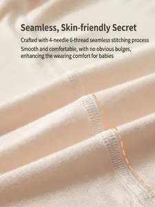 Short sleeve baby bodysuit with 4-needle 6-thread boneless sewing for smooth comfort