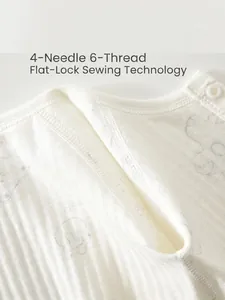 Infant cotton romper with breathable mesh and 4-needle 6-thread seamless stitching