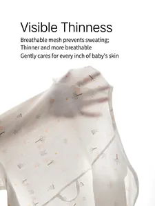 Breathable mesh newborn long sleeve romper with cute rabbit prints for summer cooling