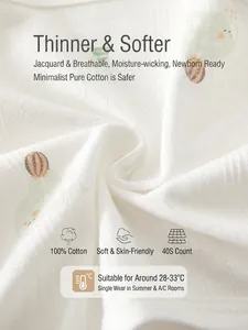 Breathable 100% pure cotton baby summer top with soft jacquard texture and 40s fabric density