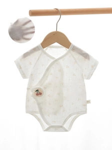 Body a Manica Corta in Cotone per Neonato Kimono Pagliaccetto Avvolgente Stampato Estate Traspirante Tuta per Infanti Con Applicazione