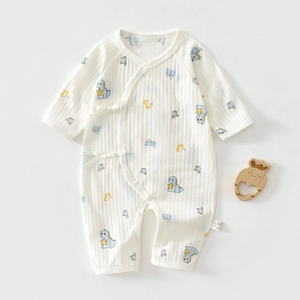 Détail du barboteuse à manches longues en coton pour nouveau-né avec motif dinosaure