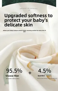Gros plan détaillé du tissu doux pour bébé en 95,5 % viscose et 4,5 % élasthanne