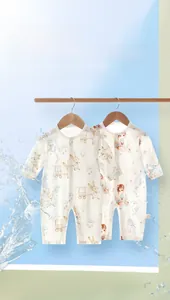 Barboteuses bébé à manches longues avec motifs lapins et teinture réactive de qualité