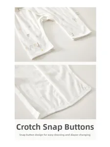 Close-up of soft cotton baby romper featuring snap buttons for easy diaper changes