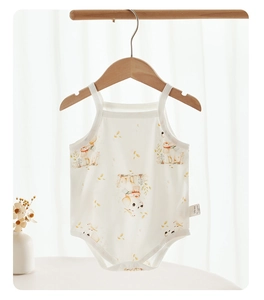 Détails de la barboteuse en coton pour bébé avec imprimé ours et boutons-pression