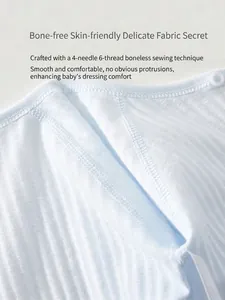 Newborn baby light blue bodysuit with seamless four-needle six-thread stitching detail