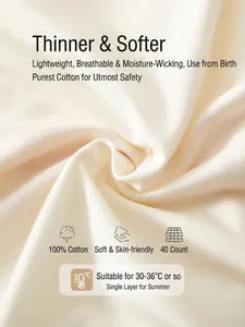 Breathable 100% cotton newborn bodysuit, 40s fine knit fabric for summer heat
