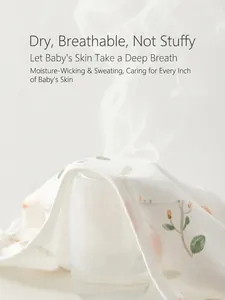 Breathable pure cotton gauze baby top with floral pattern demonstrating moisture wicking