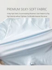 Short sleeve light blue ribbed viscose baby romper with high elasticity for newborns