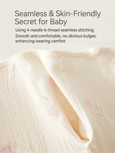 Floral newborn baby romper with seamless 4-needle 6-thread stitching and soft cotton fabric