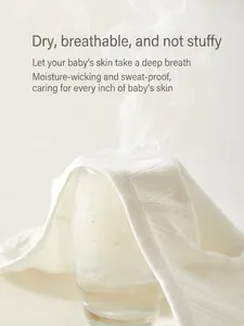 Breathable pure cotton newborn inner wrap top showing high air permeability with steam