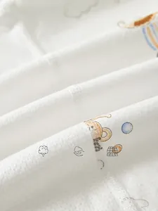 Lightweight breathable cotton mesh baby romper with cartoon prints for summer