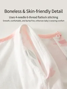 Body bébé en coton à manches longues avec imprimé floral et coutures plates lisses