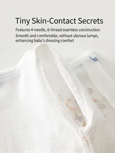 Breathable baby romper with seamless sewing and cute cartoon print on soft fabric