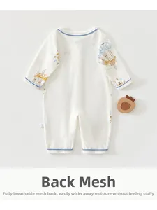Breathable baby romper featuring mesh back design and hot air balloon patterns