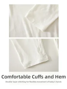 Détails d'une grenouillère bébé avec poignets à double couture et fermeture à boutons