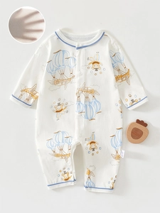 Newborn Baby Cotton Summer Romper Thin Breathable Mesh Long Sleeve Bodysuit Infant Air Conditioning Pajamas For Boys Girls